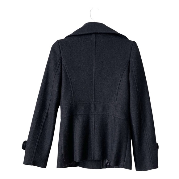 The Impeccable Pig Black Pea Coat Womens Size S Wool Blend Double Breasted Lined - Picture 4 of 6
